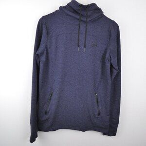 Under Armour Sweatshirt Navy Womens Small Long Sleeve Turtleneck Pockets Logo